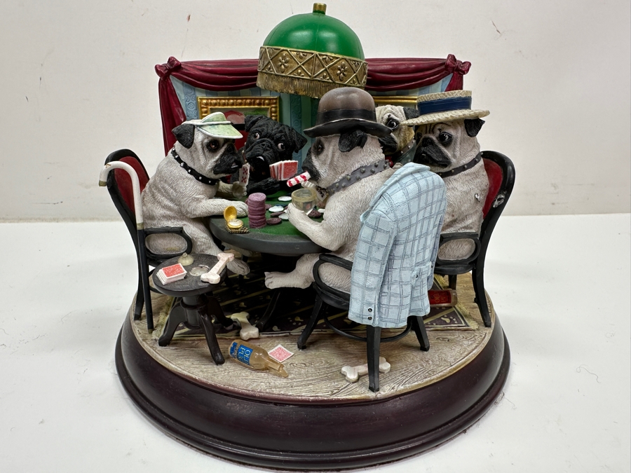 Just Added - Danbury Mint 'The Poker Playing Pugs' (Has Some Minor Damage) 6.5'H [Photo 5]