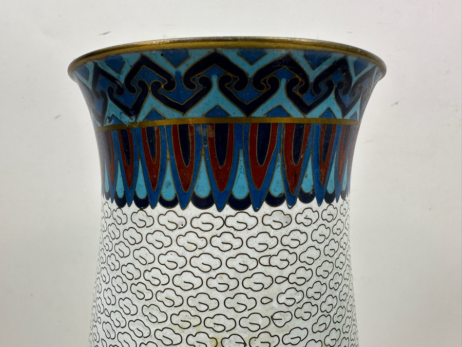 Just Added - Large Vintage Chinese Cloisonne Peacock Vase 15.25'H [Photo 8]