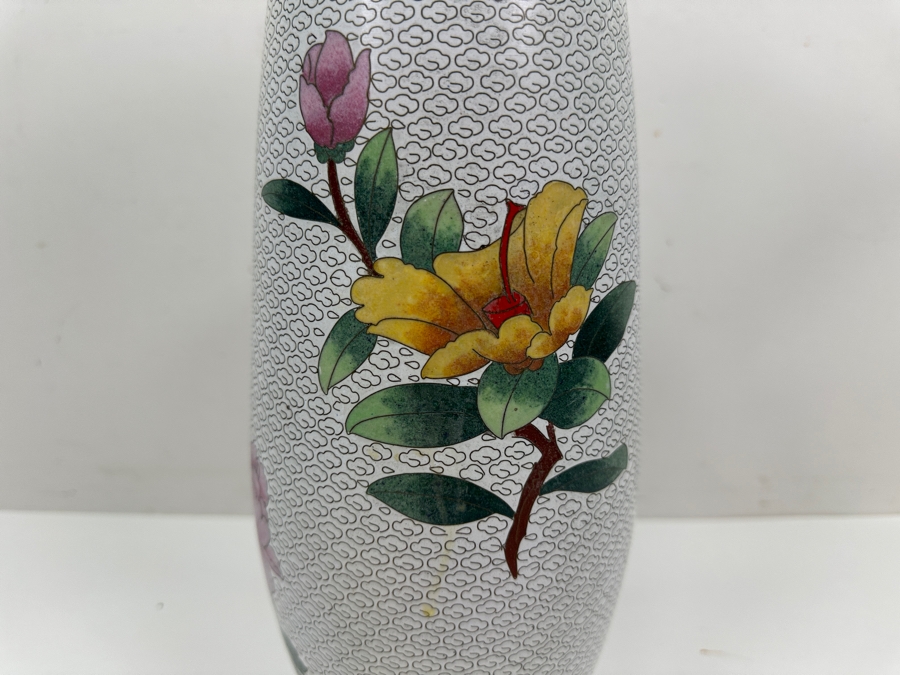 Just Added - Large Vintage Chinese Cloisonne Peacock Vase 15.25'H [Photo 7]