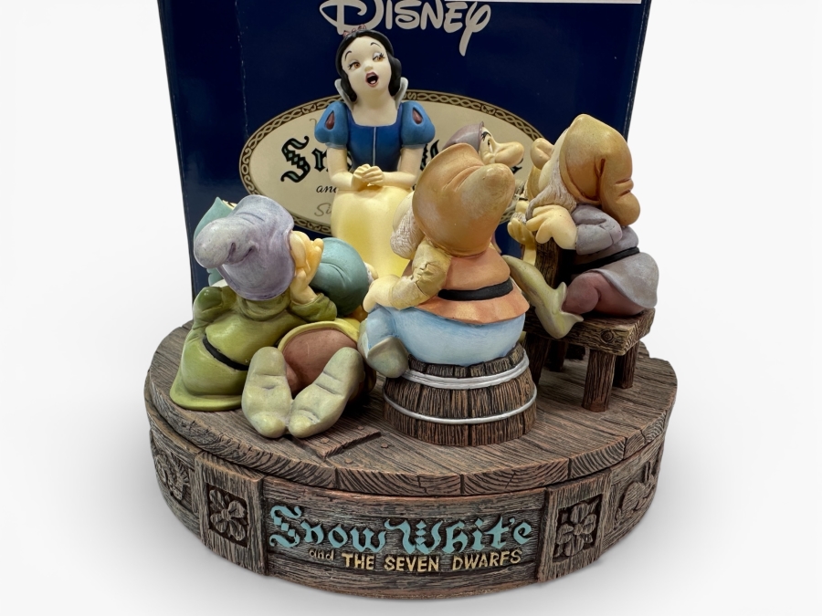 Just Added - Vintage Disney Markrita 65th Anniversary Snow White & The Seven Dwarfs Hidden Trinket Box With Original Box 7W X 5.5H Retailed For $95