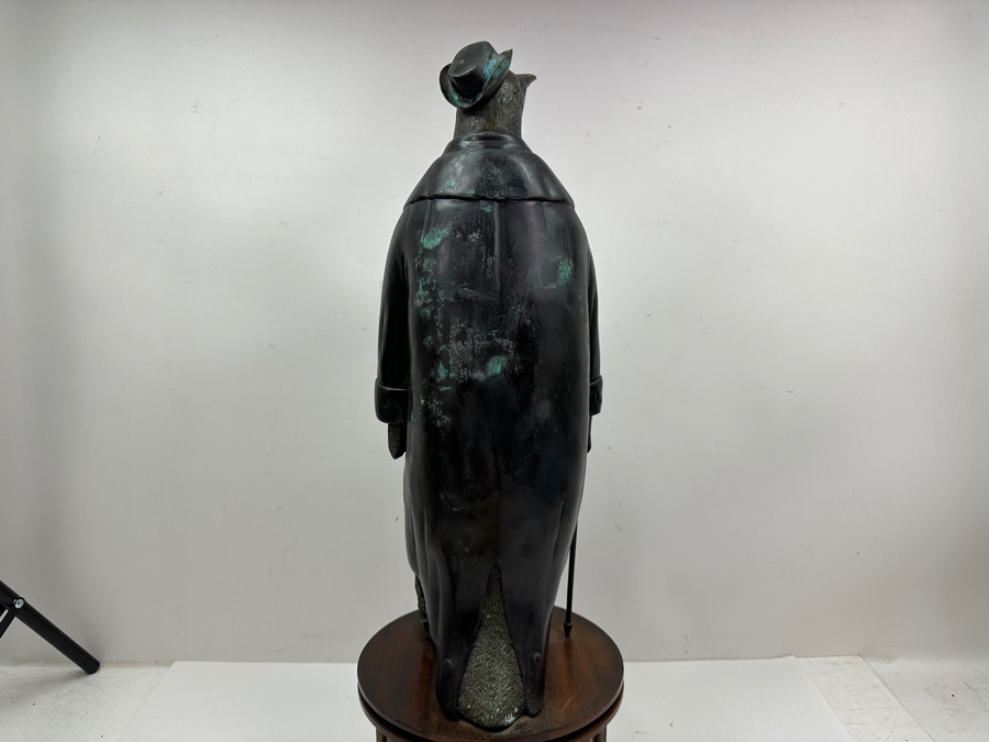 Just Added - Vintage Maitland-Smith Bronze Anthropomorphic Penguin Sculpture On Wooden Base 24'H [Photo 4]