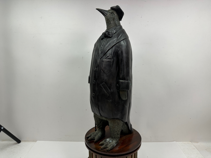Just Added - Vintage Maitland-Smith Bronze Anthropomorphic Penguin Sculpture On Wooden Base 24'H [Photo 3]