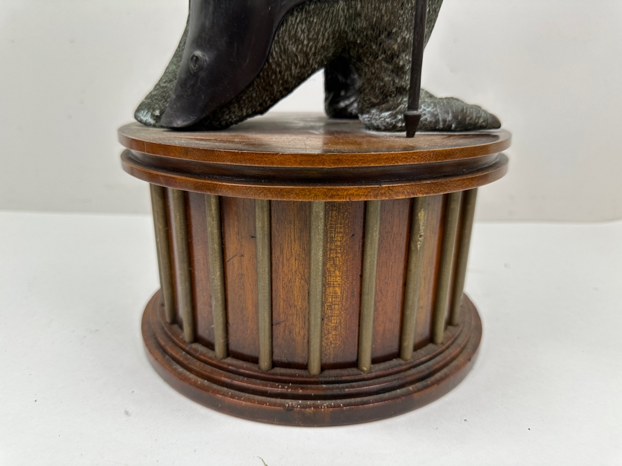 Just Added - Vintage Maitland-Smith Bronze Anthropomorphic Penguin Sculpture On Wooden Base 24'H [Photo 6]