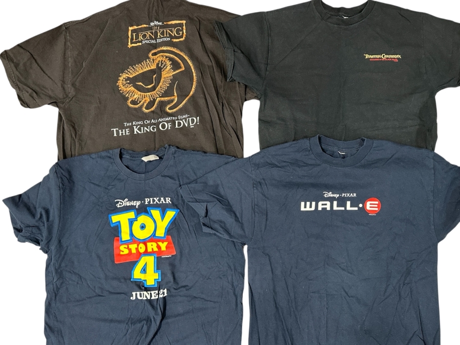 Just Added - (4) Disney Promotional T-Shirts Size L/XL: The Lion King, Pirated Of The Caribbean, Toy Story 4 And Wall-E