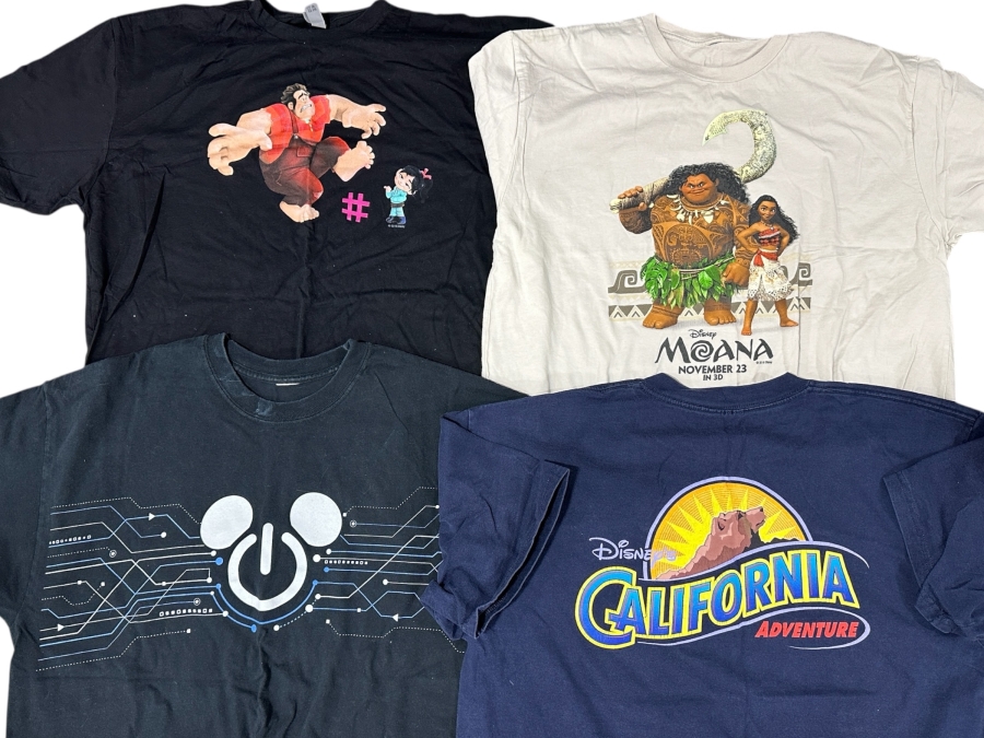 Just Added - (4) Disney Promotional T-Shirts Size L/XL: Wreck-It Ralph 2: Ralph Breaks The Internet, Moana, Disney Tech & California Adventure