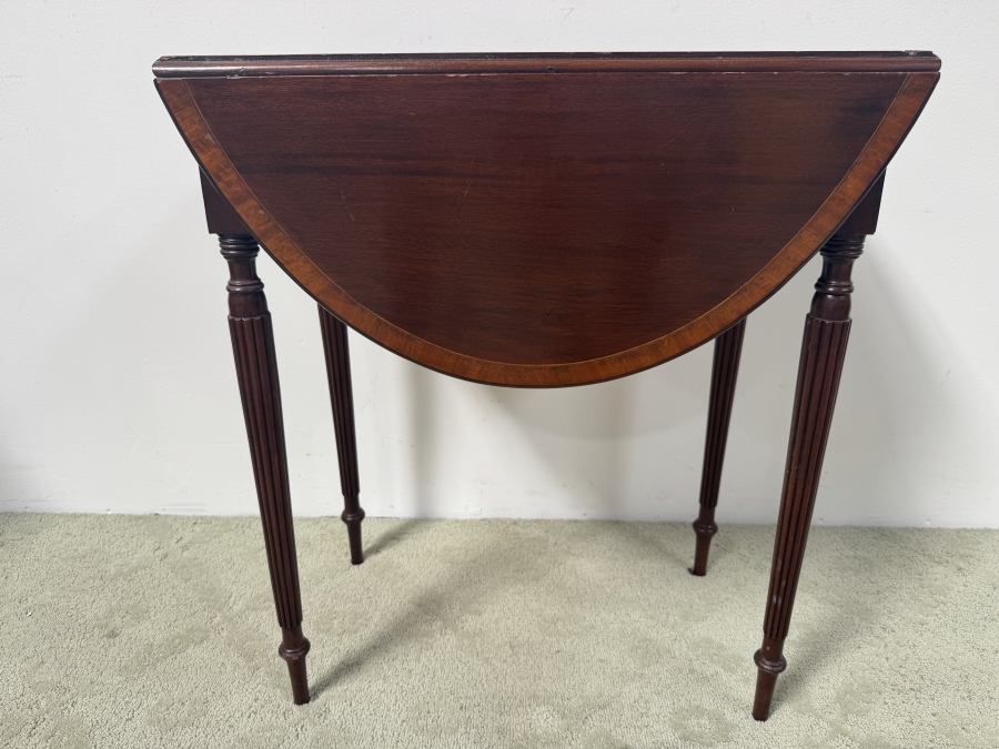 Just Added - Wooden Dropleaf Side Table With Drawer And Fluted Legs 13' - 34'W x 25.5'D x 28'H [Photo 5]