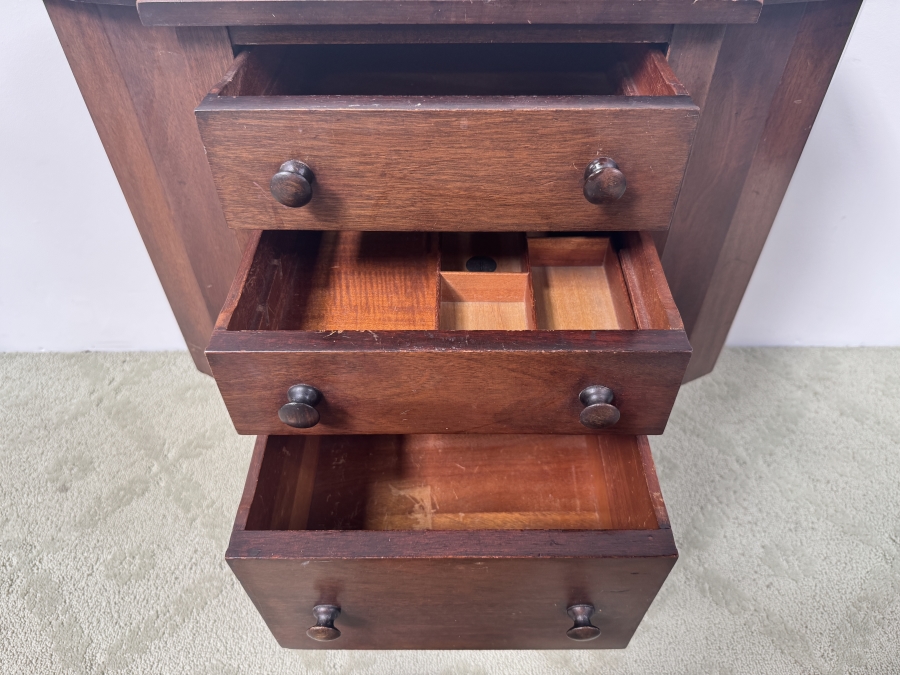 Just Added - Vintage Martha Washington Sewing Cabinet with Flip Top Side Bins and Three Center Drawers 28'W x 14.5'D x 28.5'H [Photo 5]