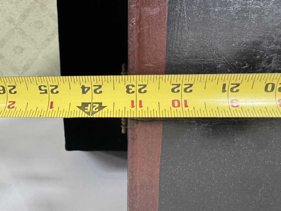 Vintage Chinese Black Lacquer Chest with Brass Fish Hardware and Calligraphy Interior 23'W x 11.5'D x 11.5'H [Photo 6]