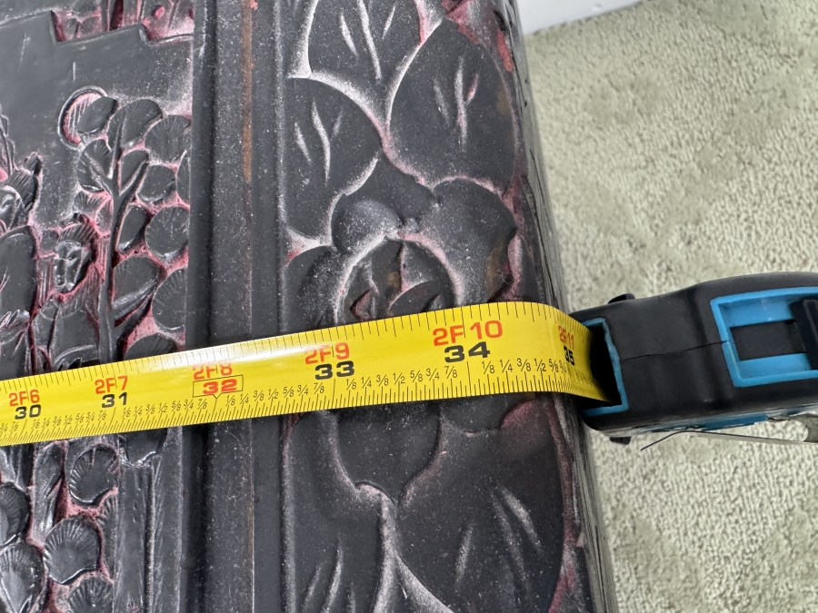 Just Added - Vintage Chinese Camphor Wood Chest with Carved Landscape Scenes and Stepped Feet 35'W x 16'D x 17.5'H [Photo 5]