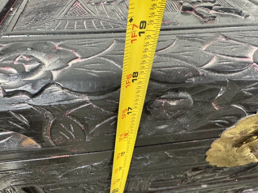 Just Added - Vintage Chinese Camphor Wood Chest with Carved Landscape Scenes and Stepped Feet 35'W x 16'D x 17.5'H [Photo 7]