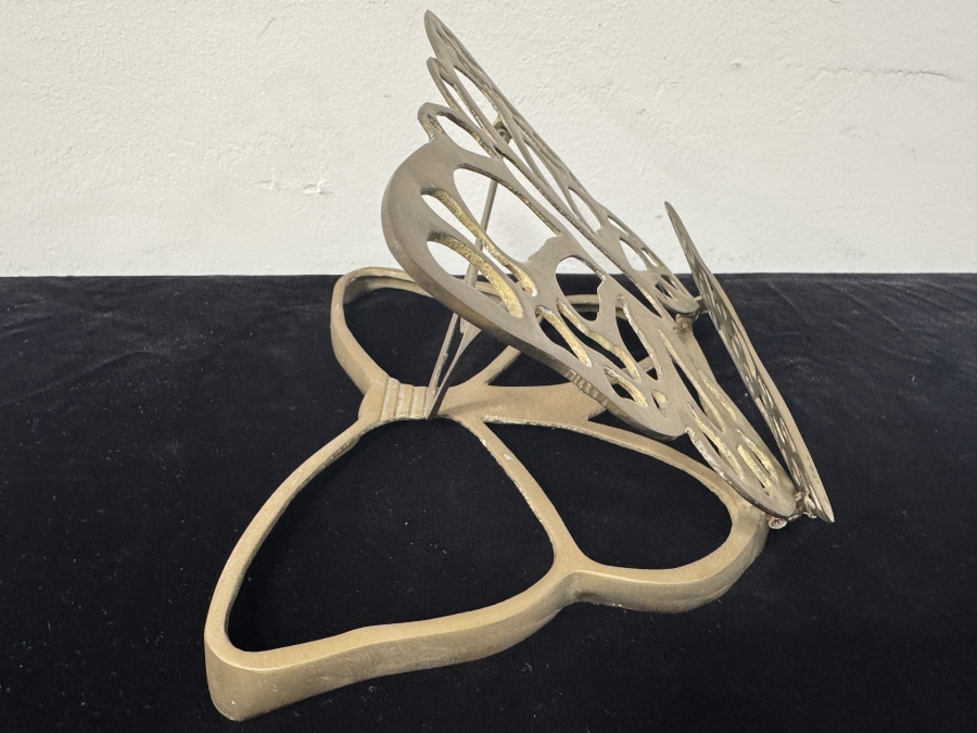 Just Added - Vintage Fritz Solid Brass Butterfly Book Holder with Geometric Star Details 9.5'W x 7'H [Photo 3]