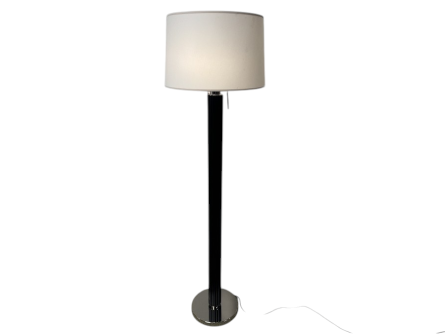 Just Added - Floor Lamp Featuring Black Fluted Column And Chrome Base 63'H