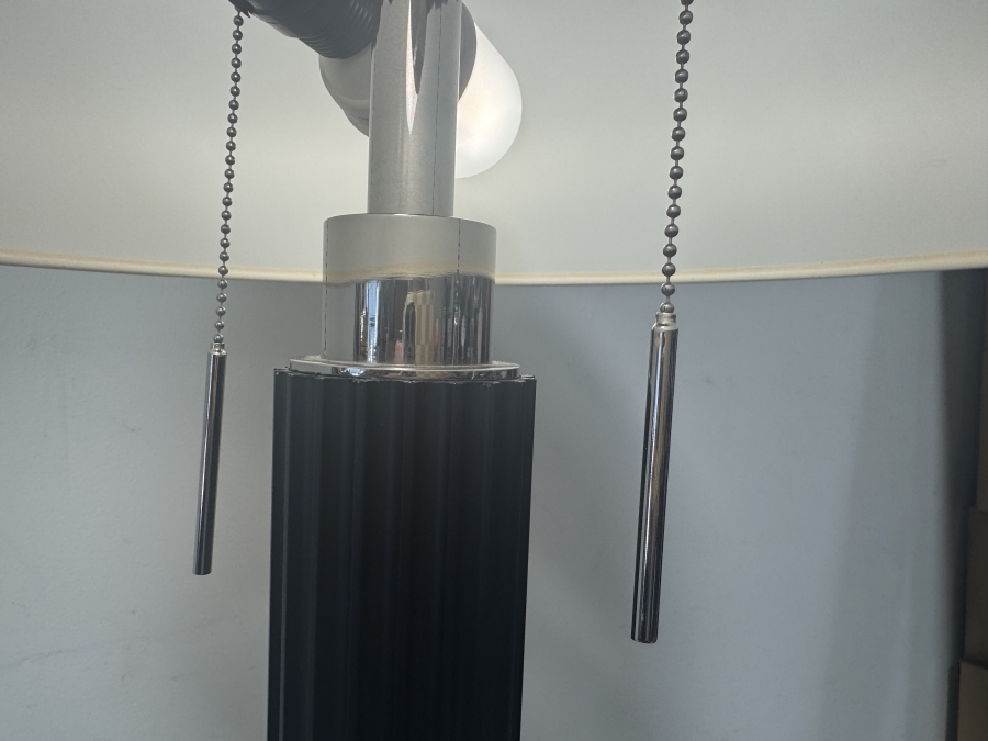 Just Added - Floor Lamp Featuring Black Fluted Column And Chrome Base 63'H [Photo 4]