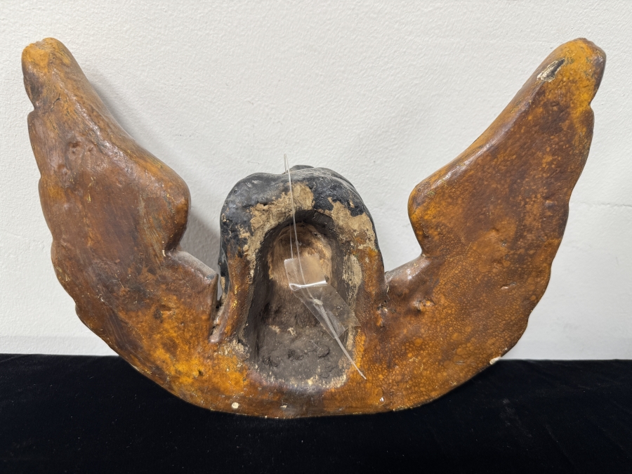 Just Added - Vintage Mexican Folk Art Carved Wood Winged Cherub 12'W x 9'H [Photo 3]