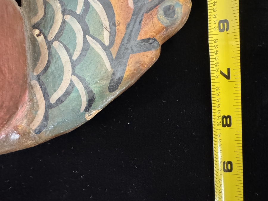 Just Added - Vintage Mexican Folk Art Carved Wood Winged Cherub 12'W x 9'H [Photo 5]