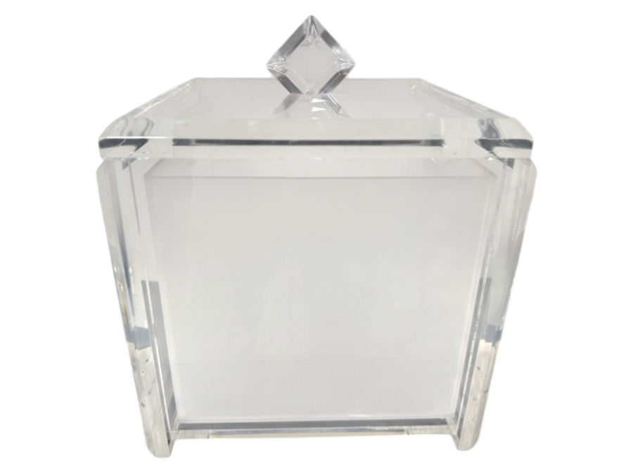 Just Added - Clear Acrylic Storage Box with Diamond Faceted Knob and Removable White Insert 9'W x 8'D x 9.5'H