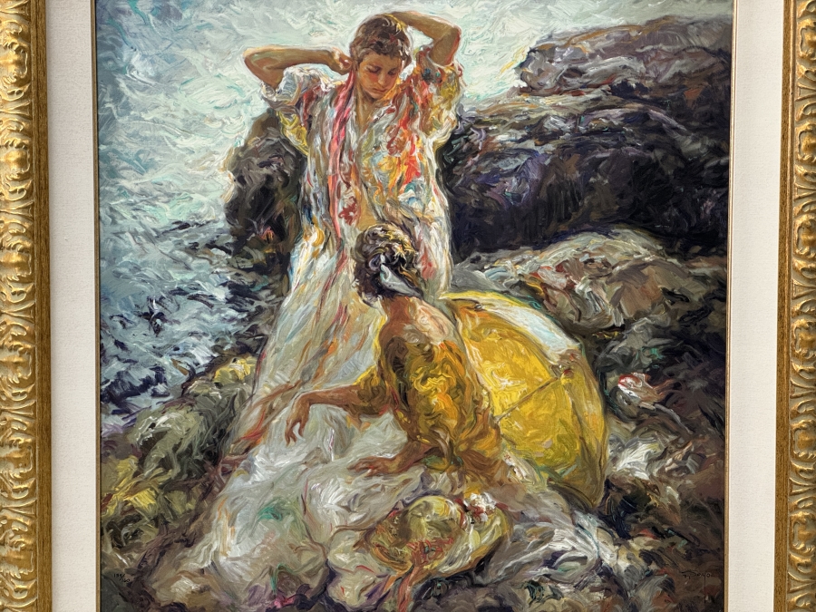Just Added - Signed Jose Royo (B. 1941, Spanish) 'Cala en Mallorca' Limited Edition Canvas Print 139/160 Framed: 45'W x 46'H Retailed $7,500 [Photo 3]