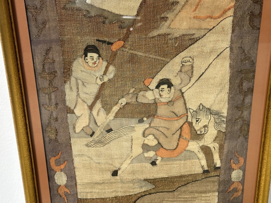 Just Added - Antique Chinese Qing Dynasty 19th Century Kesi Battle Scene Tapestry 13'W x 42'H [Photo 2]
