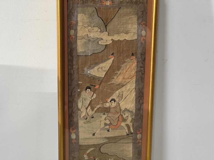 Just Added - Antique Chinese Qing Dynasty 19th Century Kesi Battle Scene Tapestry 13'W x 42'H [Photo 7]