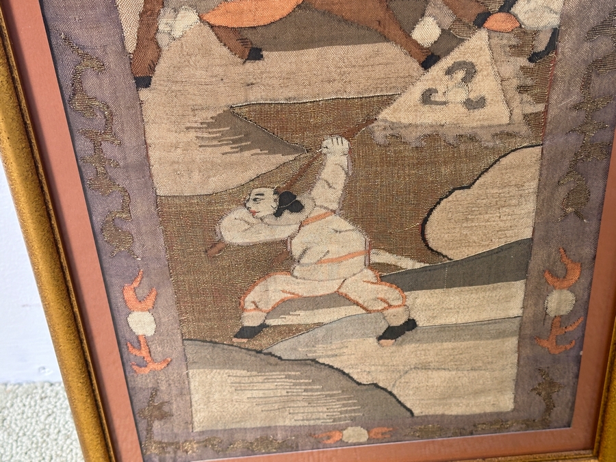Just Added - Antique Chinese Qing Dynasty 19th Century Kesi Battle Scene Tapestry 13'W x 42'H [Photo 5]