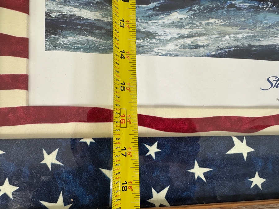 Just Added - Hand Signed Robert Hagan America's Cup Sailing Print Titled Stars & Stripes Nicely Framed And Matted With Stars & Stripes 20 X 16 Framed 31 X 26 [Photo 7]