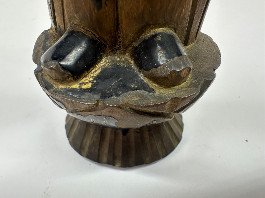 Just Added - Antique Japanese Edo Period (1615-1868) Lacquered Carved Wooden Amida Buddha Statue Signed On Back 10'H [Photo 15]