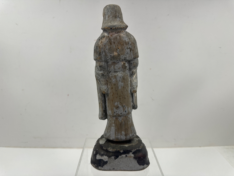 Just Added - Antique Carved Wooden Painted Figure Of Kichijoten (Goddess Of Fortune And Prosperity) Statue 9.5'H [Photo 6]