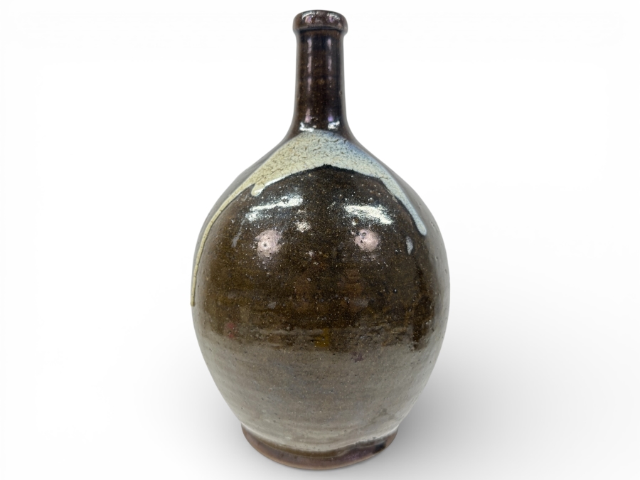 Just Added - Antique Japanese Pottery Bottle Circa 1800 10.5'H