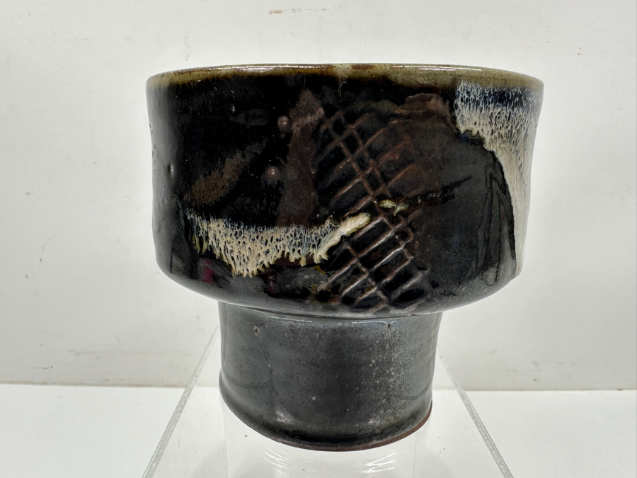 Just Added - Stunning Vintage Japanese Pottery Glazed Tea Bowl Chawan Potter Unknown 5.75'W X 5.25'H [Photo 3]
