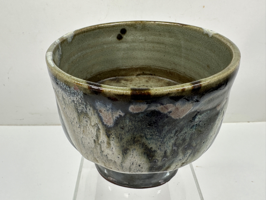 Just Added - Stunning Vintage Japanese Pottery Glazed Tea Bowl Chawan Potter Unknown 5.75'W X 5.25'H [Photo 2]