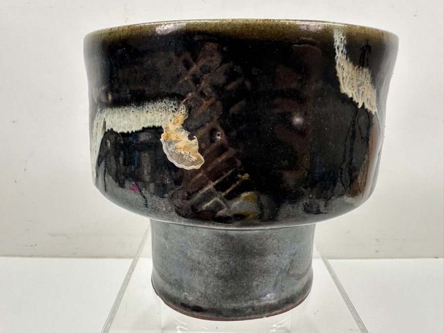 Just Added - Stunning Vintage Japanese Pottery Glazed Tea Bowl Chawan Potter Unknown 5.75'W X 5.25'H [Photo 5]