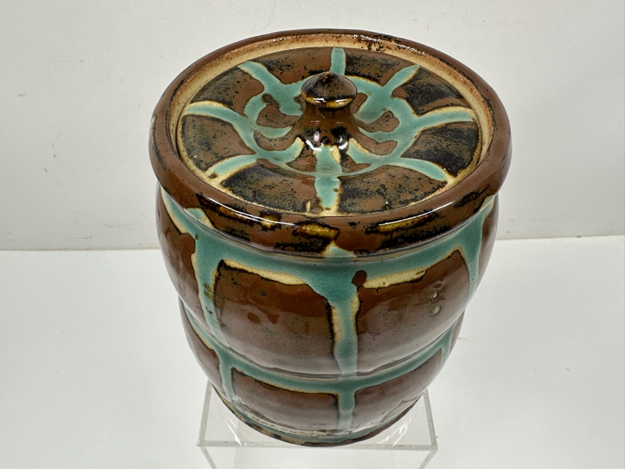 Just Added - Stunning Vintage Japanese Pottery Jar With Lid Potter Unknown 6'W X 6.5'H [Photo 2]