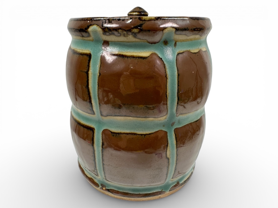 Just Added - Stunning Vintage Japanese Pottery Jar With Lid Potter Unknown 6'W X 6.5'H