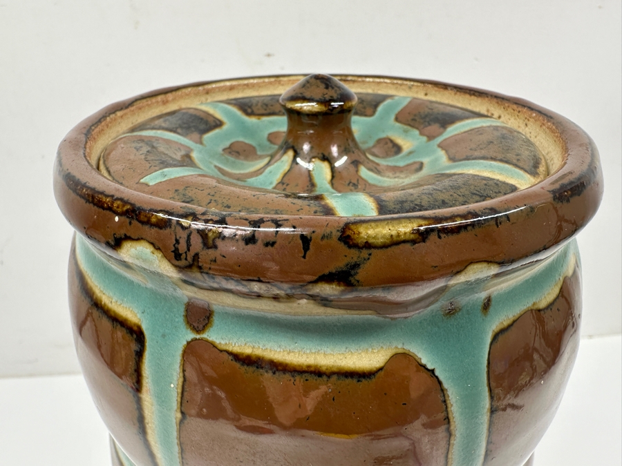 Just Added - Stunning Vintage Japanese Pottery Jar With Lid Potter Unknown 6'W X 6.5'H [Photo 12]