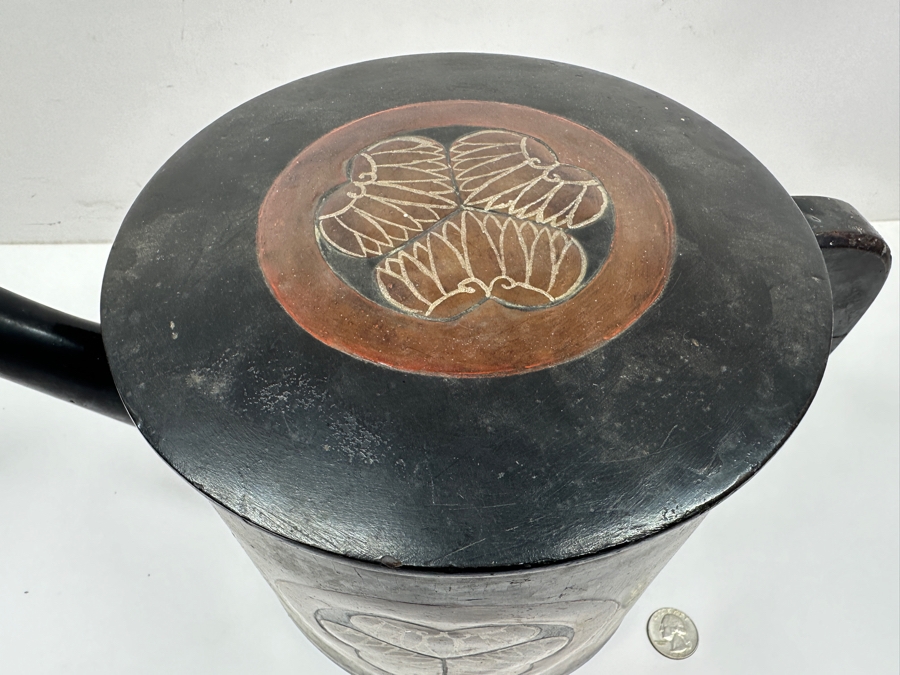 Just Added - Antique Japanese Edo Period Wooden Lacquer Teapot 13'W X 7.5'H [Photo 7]