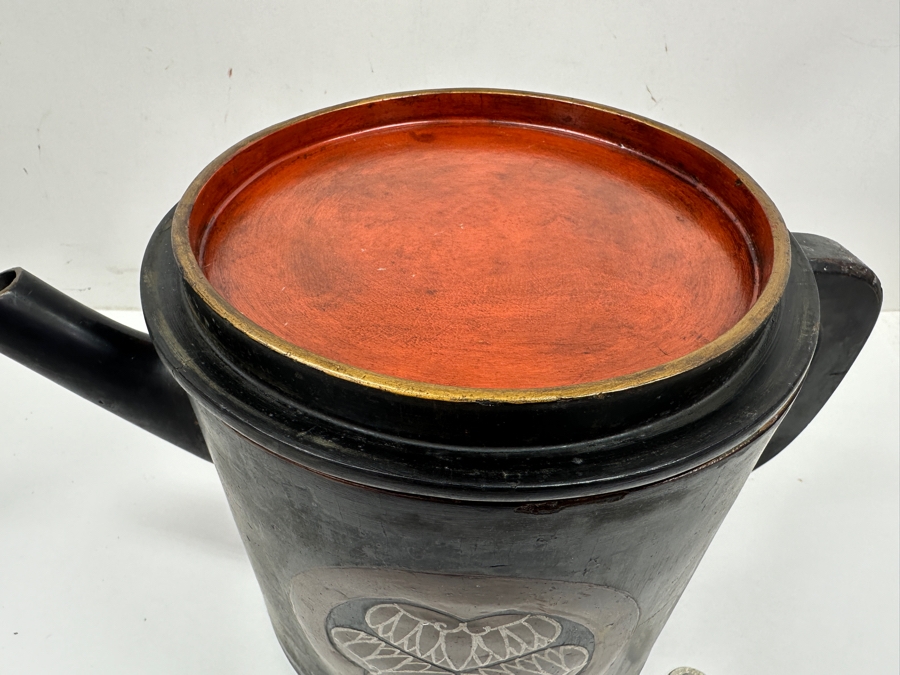 Just Added - Antique Japanese Edo Period Wooden Lacquer Teapot 13'W X 7.5'H [Photo 9]