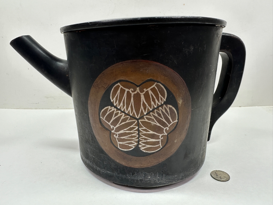 Just Added - Antique Japanese Edo Period Wooden Lacquer Teapot 13'W X 7.5'H [Photo 5]
