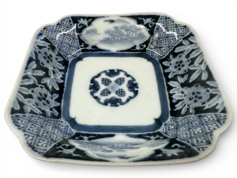 Just Added - Vintage Japanese Blue & White Porcelain Dish 5.5' X 5.5'