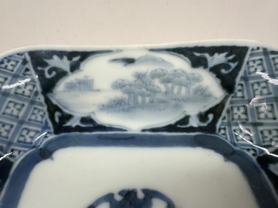 Just Added - Vintage Japanese Blue & White Porcelain Dish 5.5' X 5.5' [Photo 3]