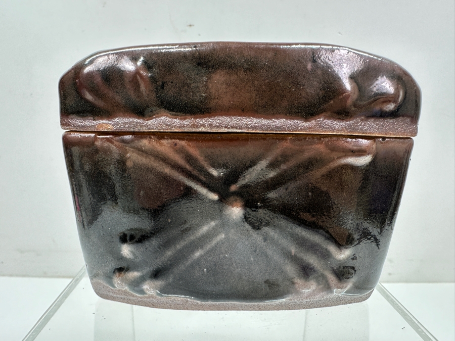 Just Added - Stunning Vintage Japanese Mingei Folk Art Pottery Box With Lid Potter Unknown 4.5'W X 3'D X 3.5'H [Photo 7]