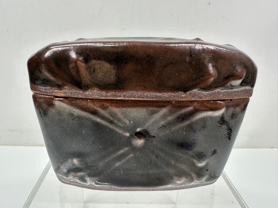 Just Added - Stunning Vintage Japanese Mingei Folk Art Pottery Box With Lid Potter Unknown 4.5'W X 3'D X 3.5'H [Photo 6]