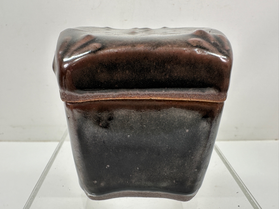 Just Added - Stunning Vintage Japanese Mingei Folk Art Pottery Box With Lid Potter Unknown 4.5'W X 3'D X 3.5'H [Photo 5]