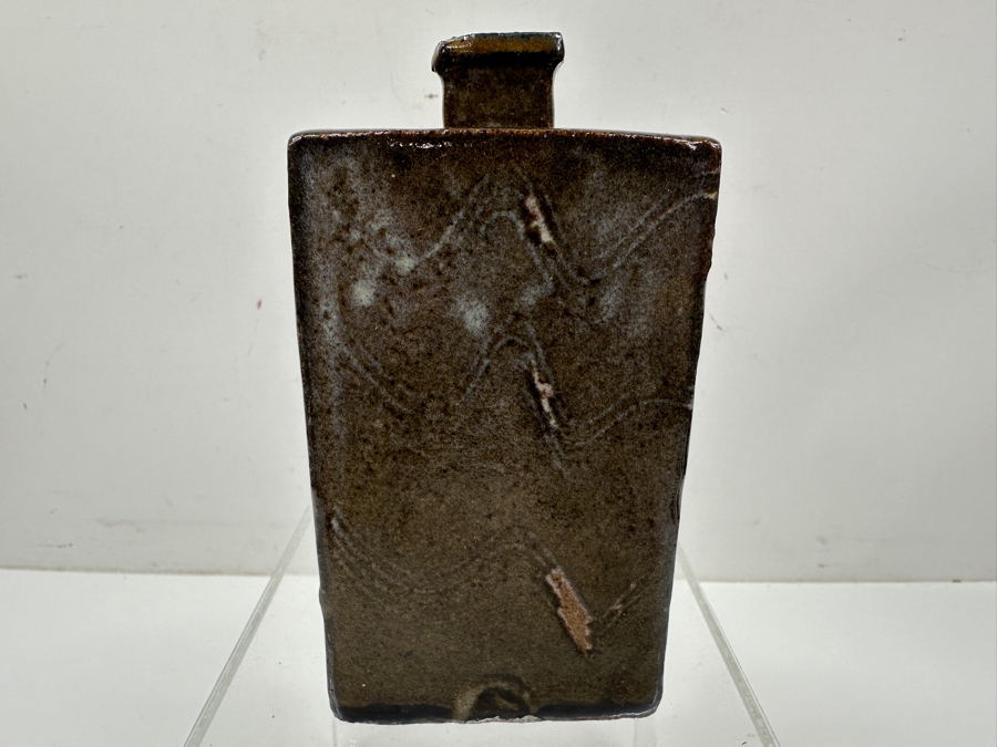 Just Added - Vintage Japanese Mingei Folk Art Pottery Square Bottle Potter Unknown 3'W X 6'H [Photo 3]