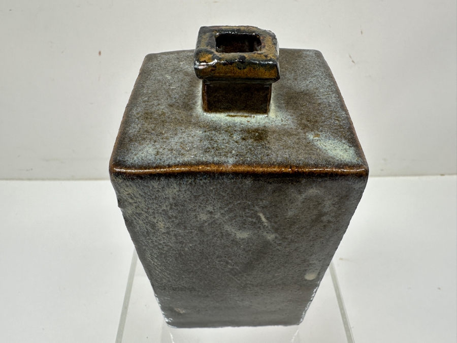Just Added - Vintage Japanese Mingei Folk Art Pottery Square Bottle Potter Unknown 3'W X 6'H [Photo 7]