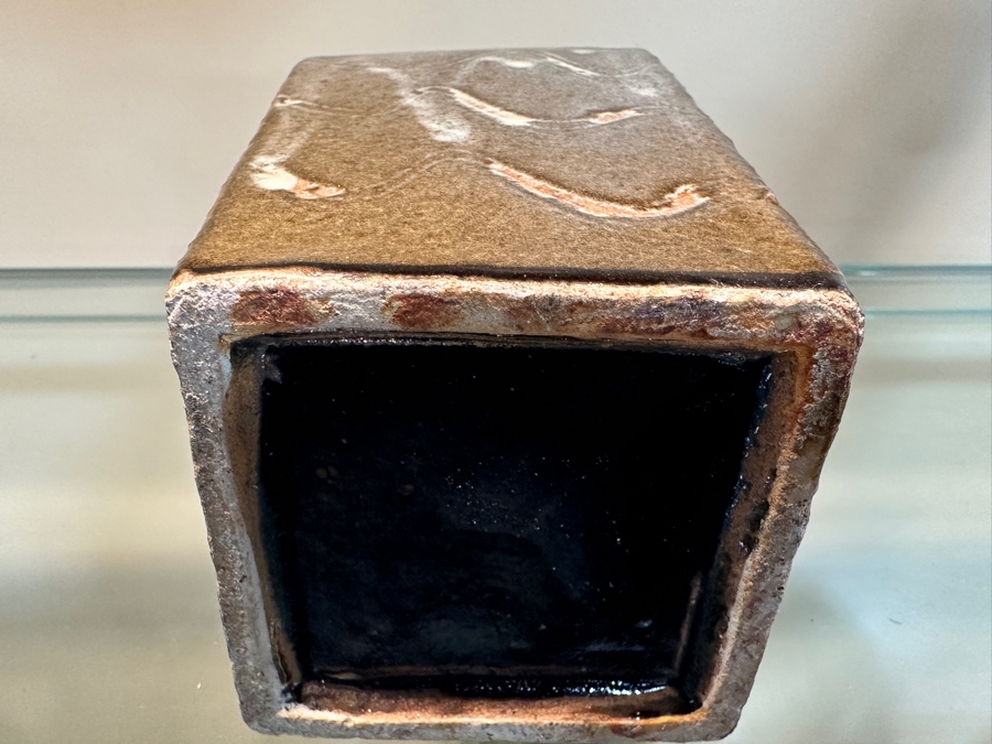 Just Added - Vintage Japanese Mingei Folk Art Pottery Square Bottle Potter Unknown 3'W X 6'H [Photo 11]