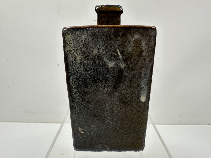 Just Added - Vintage Japanese Mingei Folk Art Pottery Square Bottle Potter Unknown 3'W X 6'H [Photo 6]