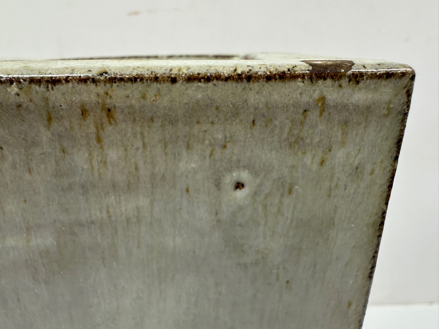 Just Added - Vintage Japanese Mingei Folk Art Pottery Rectangular Vase Potter Unknown 4.75'W X 3.25'D X 7'H [Photo 9]