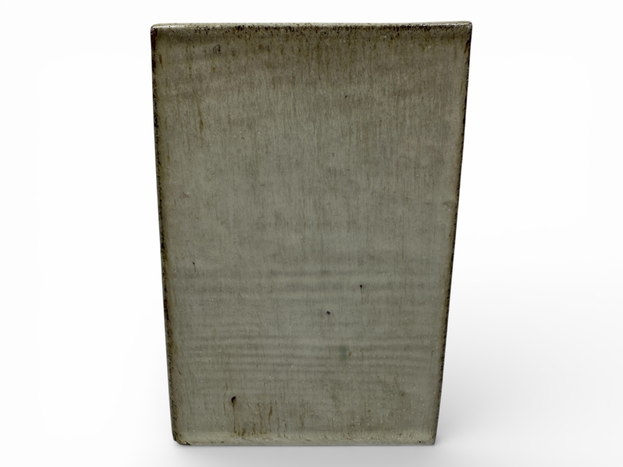 Just Added - Vintage Japanese Mingei Folk Art Pottery Rectangular Vase Potter Unknown 4.75'W X 3.25'D X 7'H [Photo 2]