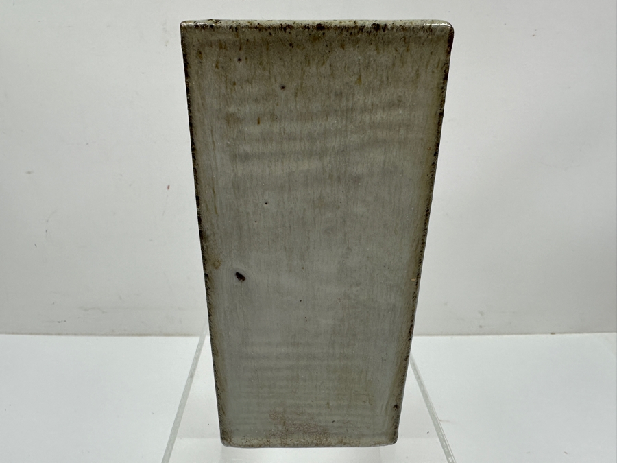 Just Added - Vintage Japanese Mingei Folk Art Pottery Rectangular Vase Potter Unknown 4.75'W X 3.25'D X 7'H [Photo 5]