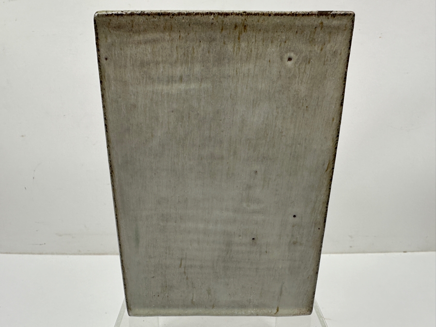 Just Added - Vintage Japanese Mingei Folk Art Pottery Rectangular Vase Potter Unknown 4.75'W X 3.25'D X 7'H [Photo 8]